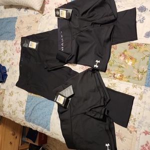 Under Armor compression heat gear shorts & fitted high rise crop Women Medium